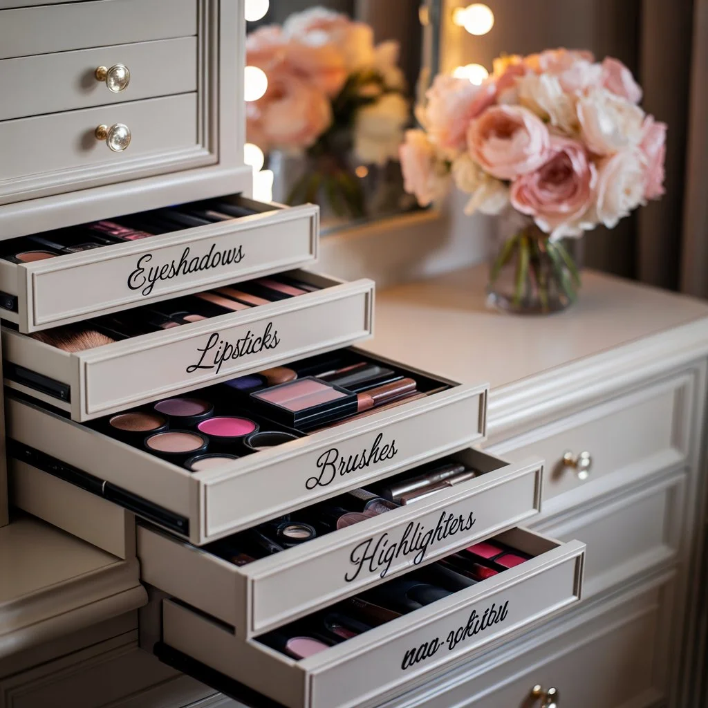 makeup organization 6 4️⃣ Label Your Drawers or Containers