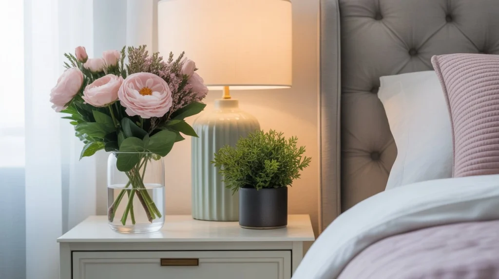 nightstand decor 5 💖 3. Include Fresh Flowers or Greenery